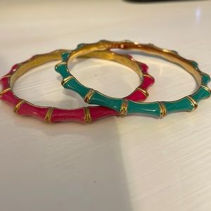 Pink and green bangle bracelet set